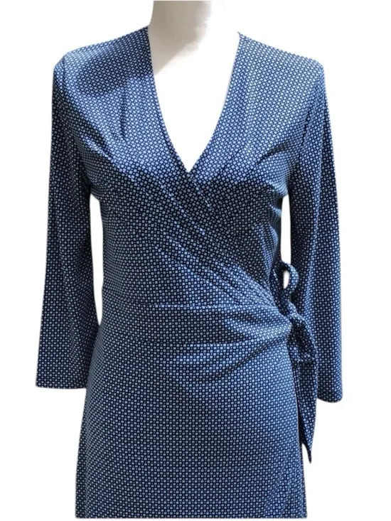 Isaac Mizrahi for Target Blue Print Wrap Dress, size M - Picture 1 of 15